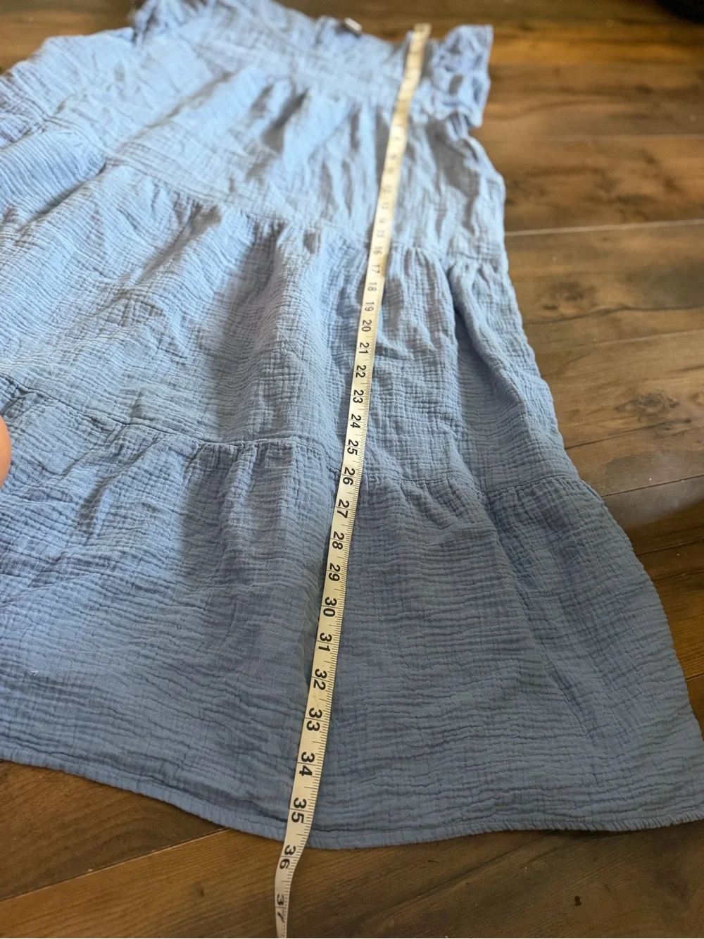 J Crew | Blue 100% Cotton Gauze Tiered Ruffle Sleeve Midi Dress | 14
